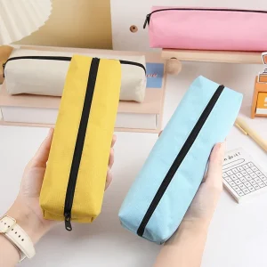 Large Capacity Solid Color Oxford Cloth Pencil Case for School Supplies and Stationery