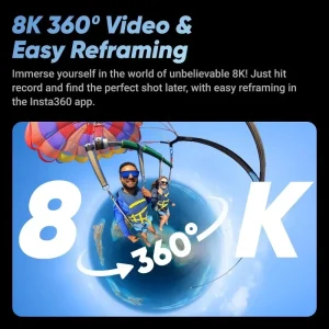 Insta360 X4 Waterproof 8K 360 Degree Action Camera with 4K Wide-Angle Video and Invisible Selfie Stick Effect for Sports, Travel, and Outdoor Adventures