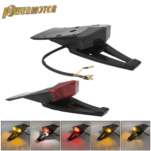 12 Volt LED Motorcycle Stop Brake Light Assembly with Rear Fender Mount and License Plate Bracket Holder for Off Road Dirt Bike Motorcycles