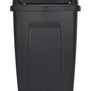 Small Space Friendly 13 Gallon Black Trash Can with Dual Swing Lid and Easy to Clean Design