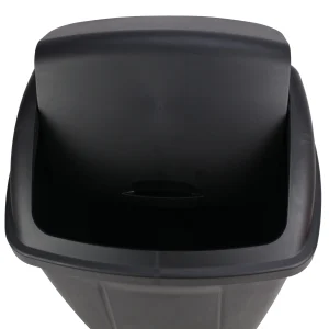 Small Space Friendly 13 Gallon Black Trash Can with Dual Swing Lid and Easy to Clean Design