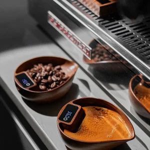 High Precision LED Espresso Scale with Walnut Wood Bean Tray for Accurate 0.1g Coffee Measurements