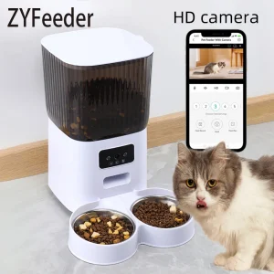 WiFi Enabled Automatic Pet Feeder with 2MP Camera and 5L Stainless Steel Food Dispenser for Cats and Dogs