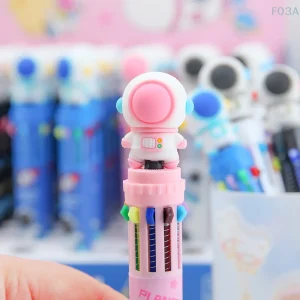 Kawaii 10-Color Ballpoint Pen Multi-Color Pen Set with Cute Astronaut Design for School Office Supplies