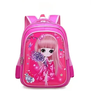 Waterproof Cartoon Character Multifunctional School Backpack with Breathable Back Pad for Girls and Students