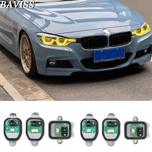 2016-2018 BMW 3-Series F30 LCI LED Headlights Upgrade Kit with Yellow Lemon LED DRL Boards and Auto Accessories