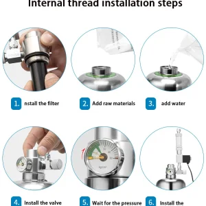 CO2 Aquarium Generator System Kit with Stainless Steel Valve and Reactor for Fish Tank Plant Growth and Aquascaping