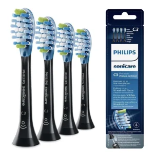 Whitening and Plaque Defence Electric Toothbrush Heads for Philips Sonicare C3 4 Pack with Gentle Bristles and Advanced Sonic Technology for Effective Cleaning