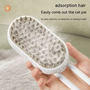 Professional Pet Grooming Tool with Electric Spray Water Steam and Soft Silicone Brush for Cats and Dogs