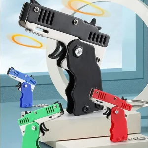 Metal Alloy Rubber Band Gun Toy for Boys and Girls, Includes 60-Rubber Band Ammo Pack