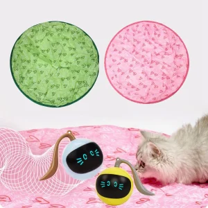 Interactive Electric Motion Automatic Cat Toy with Undercover Moving Rolling Ball for Indoor Kitty Pet Play