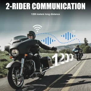 Long-Range 1200M Bluetooth Motorcycle Helmet Intercom with Hi-Fi Music and Voice Calls