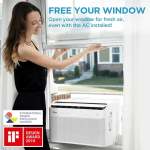 Midea 2022 5-Star Energy Certified U-Shaped Window AC with Advanced DC Inverter Technology and Alexa/Google Assistant Compatibility