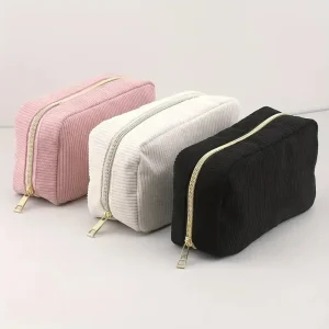 Large Capacity Corduroy Pencil Cases for School and Office Stationery