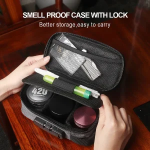 Large Capacity Activated Carbon Smell Proof Bag with Combination Lock for Pipes and Accessories