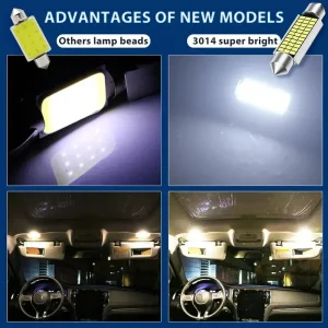 10pcs C5W C10W 3014 LED Lights 31mm 36mm 39mm 41mm Canbus Car Interior Dome Reading Lamp Parking Lights 12V Universal White