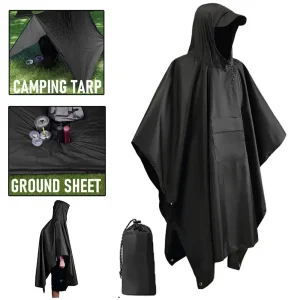 Waterproof Camouflage 3 in 1 Military Rain Coat Hiking Rain Poncho Tent Camping Outdoor Gear