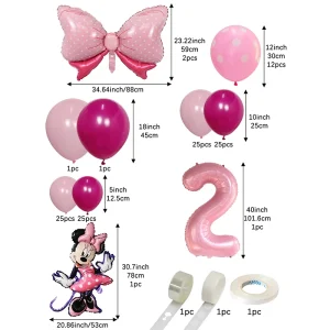 Giant Minnie Mouse 40 inch Pink Bow Balloon Decoration Kit for Princess Themed Birthday Parties and Baby Showers