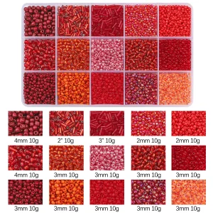 150g1set Glass Accessories 15 Grid Glass Rice Bead Tube Bead Material Bag Making Beaded Bracelet Necklace Jewelry Loose Beads