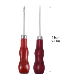 Wooden Handle Precision Awl Tool Set for Leather Craft Repair Sewing Stitching and DIY Household Needlework Accessories