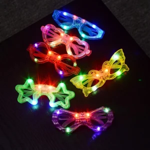 10-50 Pack LED Light Up Shades Heart Star Round Butterfly Design Glow in the Dark Glasses Party Accessories