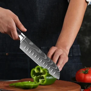 Japanese Chef Knife High Carbon Steel Kitchen Knives Damascus Steel Pattern Cleaver Slicer Fruit Santoku Chef knife Cooking Tool