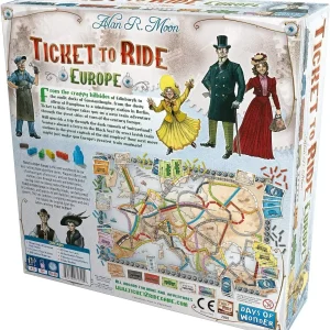 Train Themed Board Game for Adults and Family Friends, Ticket to Ride Europe Edition Multiplayer Card Game Play