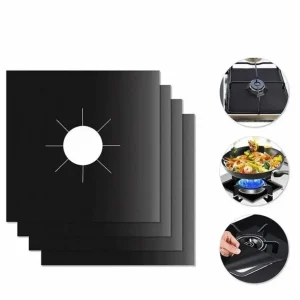 4 Pack Gas Stove Liner Protector Set Reusable Cuttable Stovetop Cover for Easy Cleaning with High Temperature Resistance