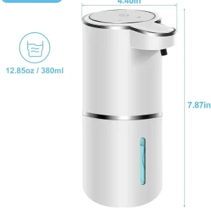 Hand-Free USB Soap Dispenser Touchless Automatic Rechargeable 380ml Foam Soap Dispenser with 4-Level Adjustable Foam for Bathroom and Kitchen