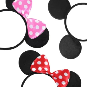 12 Pack Mickey Minnie Mouse Ears Red Black Pink Headband for Disney Themed Birthday Party Cosplay