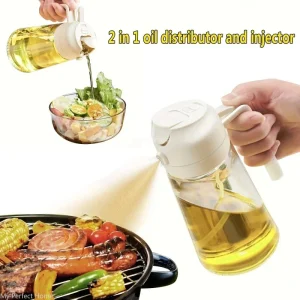 2in1 Olive Oil Vinegar Spray Bottle for BBQ Roasting Kitchen Cooking Baking Picnic