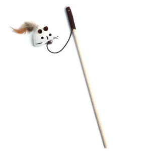 40cm Wooden Pole Cat Teaser Toy with 75cm Pendant, Multicolored Feather and Plastic Toy for Cats