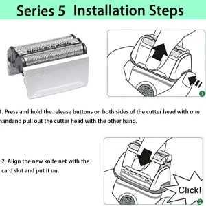 Braun Series 5 Razor Shaver Head Replacement Accessories 52B 52S Compatible with All Models 5020 5030 5040 5050 5070 5090