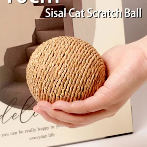 Interactive Cat Sisal Ball Toy for Kitten Teeth Cleaning and Nail Sharpening – Durable 10cm Rotating Bite Resistant Ball