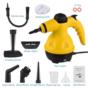 100-150 °C Pressurized Handheld Steam Cleaning Machine for Indoor and Outdoor Use with Extended Nozzles 300 cm Power Cord Length