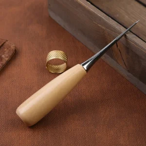 Wooden Handle Precision Awl Tool Set for Leather Craft Repair Sewing Stitching and DIY Household Needlework Accessories