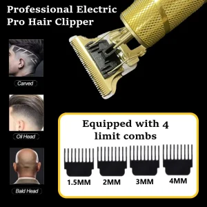 Wireless Mens Hair Trimmer and Clipper Set with 4 Limit Combs and USB Charger