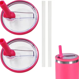 2 Pack 40 oz Tumbler Flip Straw Lid Replacement fit for Stanley Quencher, Spill Proof Splash Resistant Tumbler Lids,Reusable