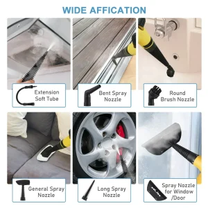 100-150 °C Pressurized Handheld Steam Cleaning Machine for Indoor and Outdoor Use with Extended Nozzles 300 cm Power Cord Length