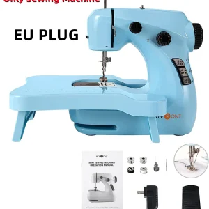 HTVRONT Mini Sewing Machine Electric Dual Speed Portable Sewing Machine with Extension Table, Foot Pedal, Light for Beginners