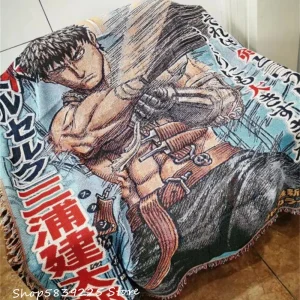 Japanese Anime Design Cotton Handmade Decorative Wall Hanging Tapestry Rug for Home and Outdoor Use