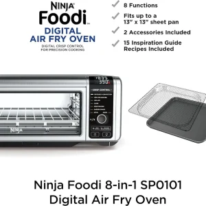 Maximize Your Kitchen Space with Ninja 8-in-1 Digital Air Fryer Oven with Advanced Cooking Functions