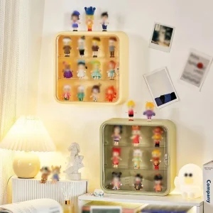 Wall Mount Acrylic Display Case with Storage for Doll Toys Figures and Collectibles