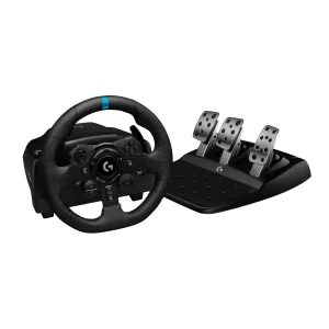 Logitech G923 TRUEFORCE Racing Wheel with Pedals and Dual Clutch Launch Control – Premium Steering Wheel with Polished Metal Pedals and Hand-Stitched Leather Cover for PS5, PS4, PC, Mac