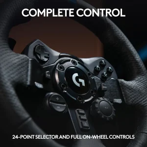 Logitech G923 TRUEFORCE Racing Wheel with Pedals and Dual Clutch Launch Control – Premium Steering Wheel with Polished Metal Pedals and Hand-Stitched Leather Cover for PS5, PS4, PC, Mac