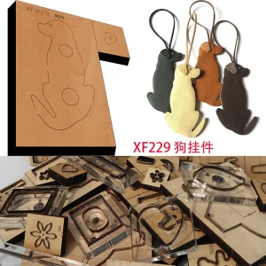 Japan Steel Blade Wooden Die Dog Key Chain Pendant Making Kit, Leather Craft Punch Hand Tool