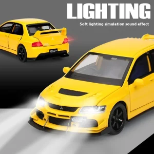 1/32 Scale JDM Mitsubishi Lancer Evolution Diecast Car Model with Sound and Light Function for Collectors and Hobby Enthusiasts