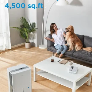 Large Room Dehumidifier with Pump and WiFi Connectivity for Basements – 4500 Sq. Ft. 50 Pint Energy Star Certified Ultra Quiet Dehumidifying Solution