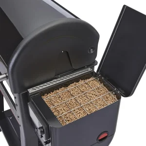 Largest Space Saving 23 inch Deep x 38.5 Wide x 45.75 High Pellet Grill with Smoking Capabilities and Rapid React PID Technology