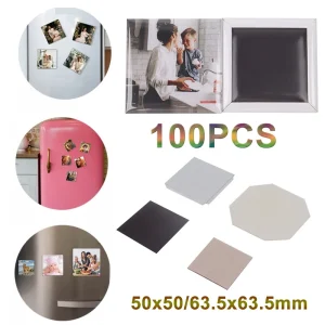 100 PCS Rectangular Refrigerator Magnet Set, 50x50mm and 63.5×63.5mm Blank Fridge Magnet for Wedding Favors, Party Gifts and Home Office Decoration